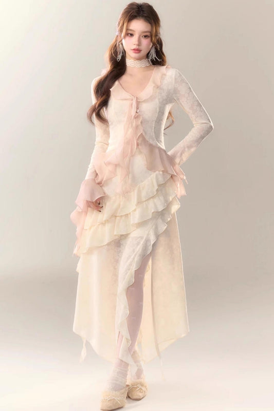 Blue Cherry Blossom Top Skirt Set-Up