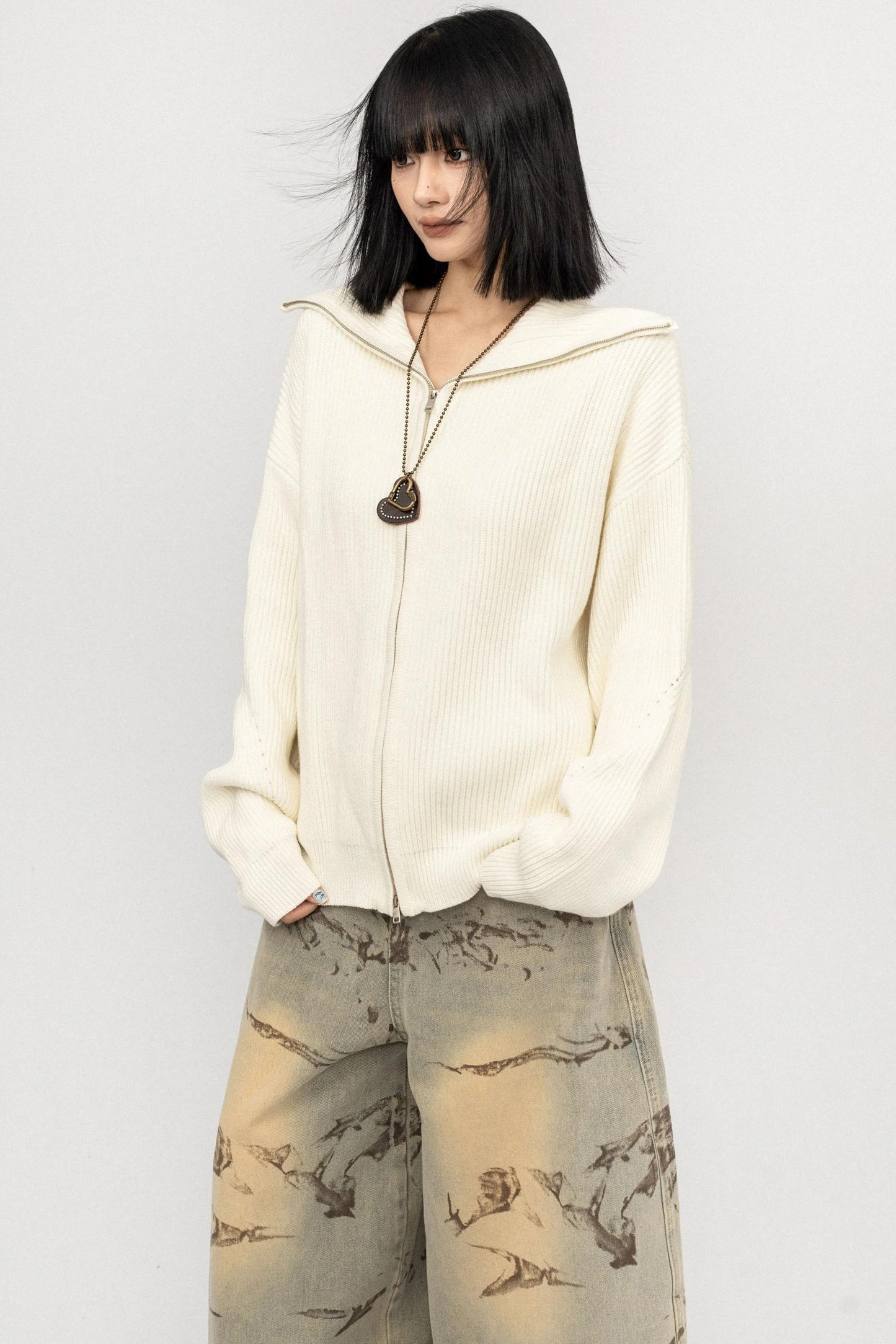 Vintage Zipper Sweater Coat