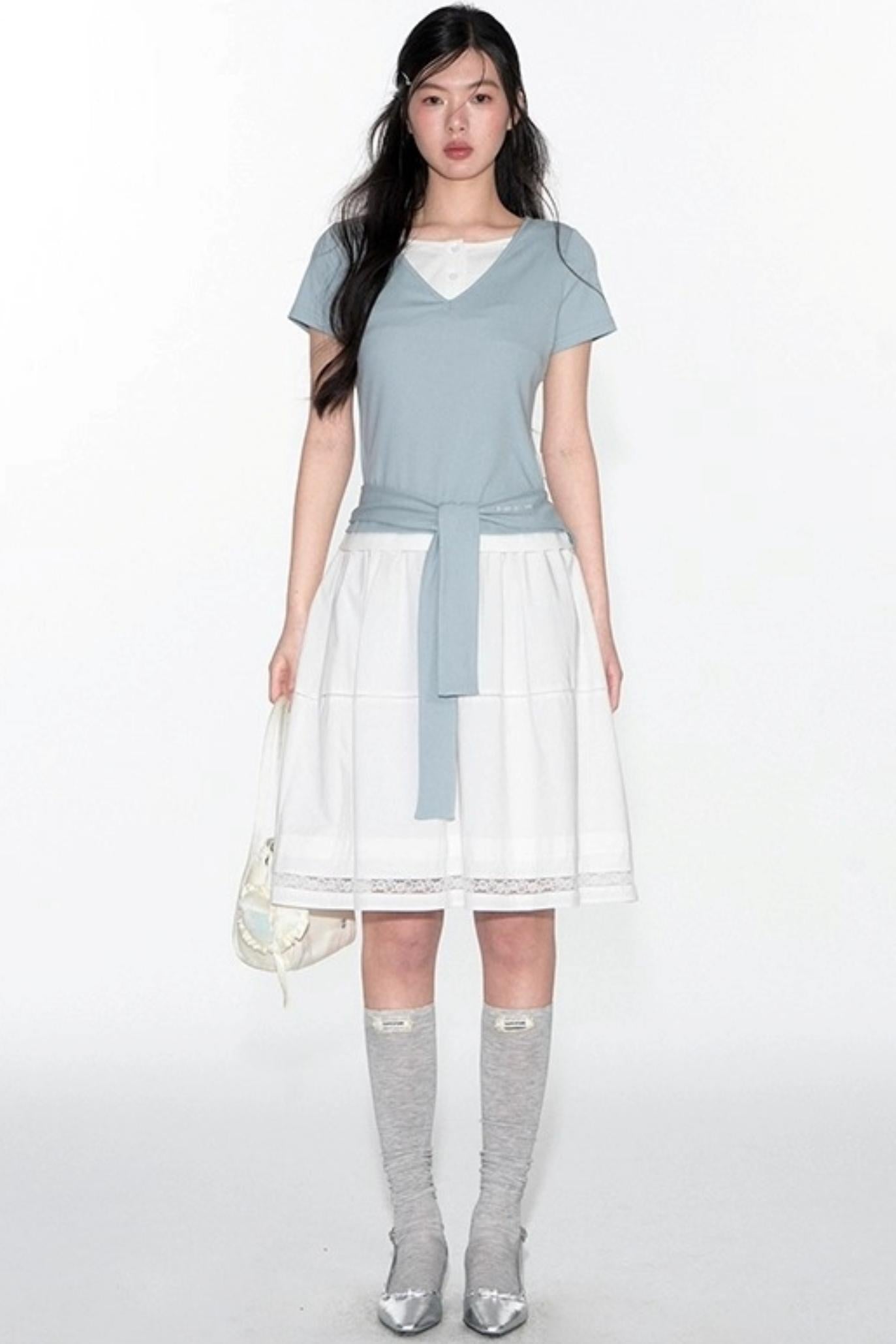 Original Detachable Navy Neck Slim Top