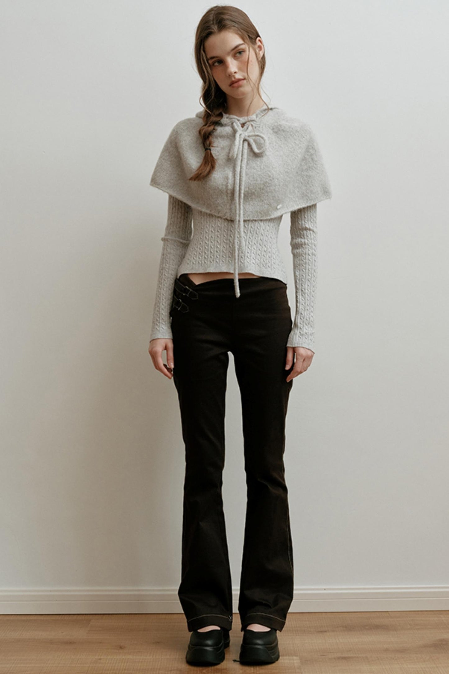 Pearl Gray Knit Cape Hat