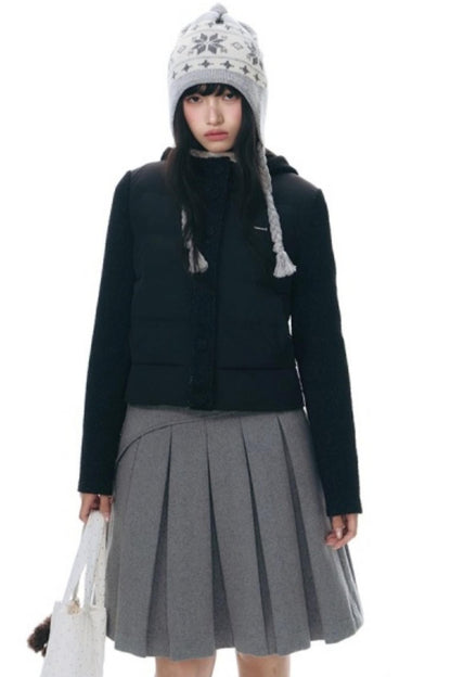 Patchwork Cropped Down Jacket