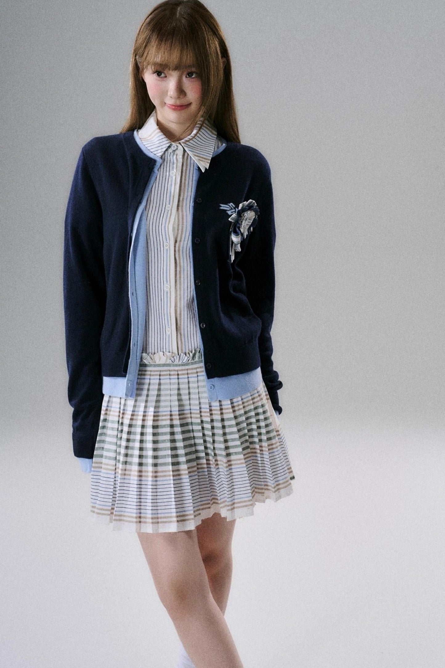 Japanese Sweet Striped Pleated Dress