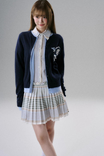 Japanese Sweet Striped Pleated Dress