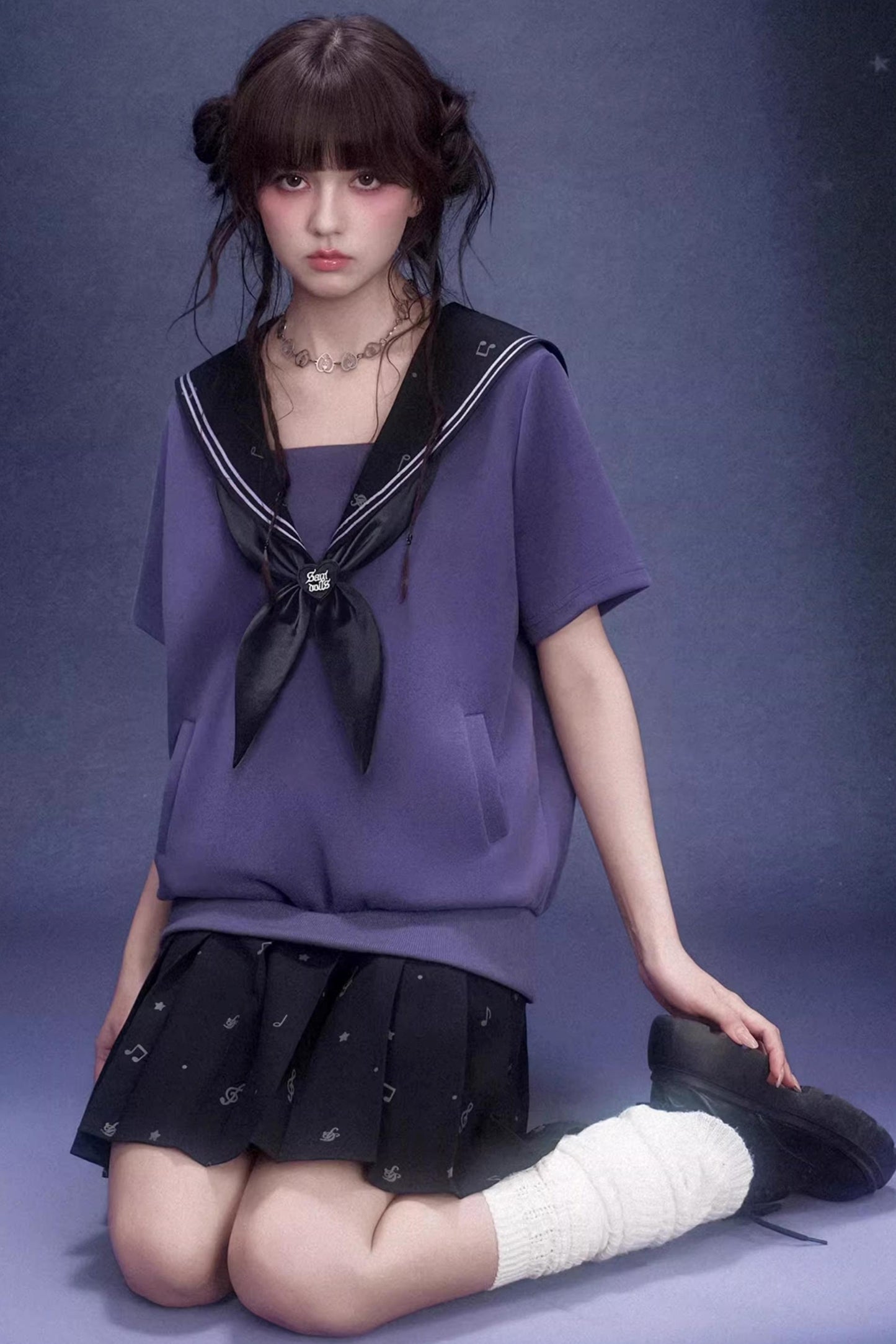 Deep Purple Sailor Collar Dress