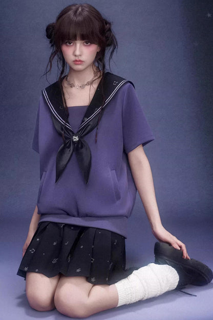 Deep Purple Sailor Collar Dress