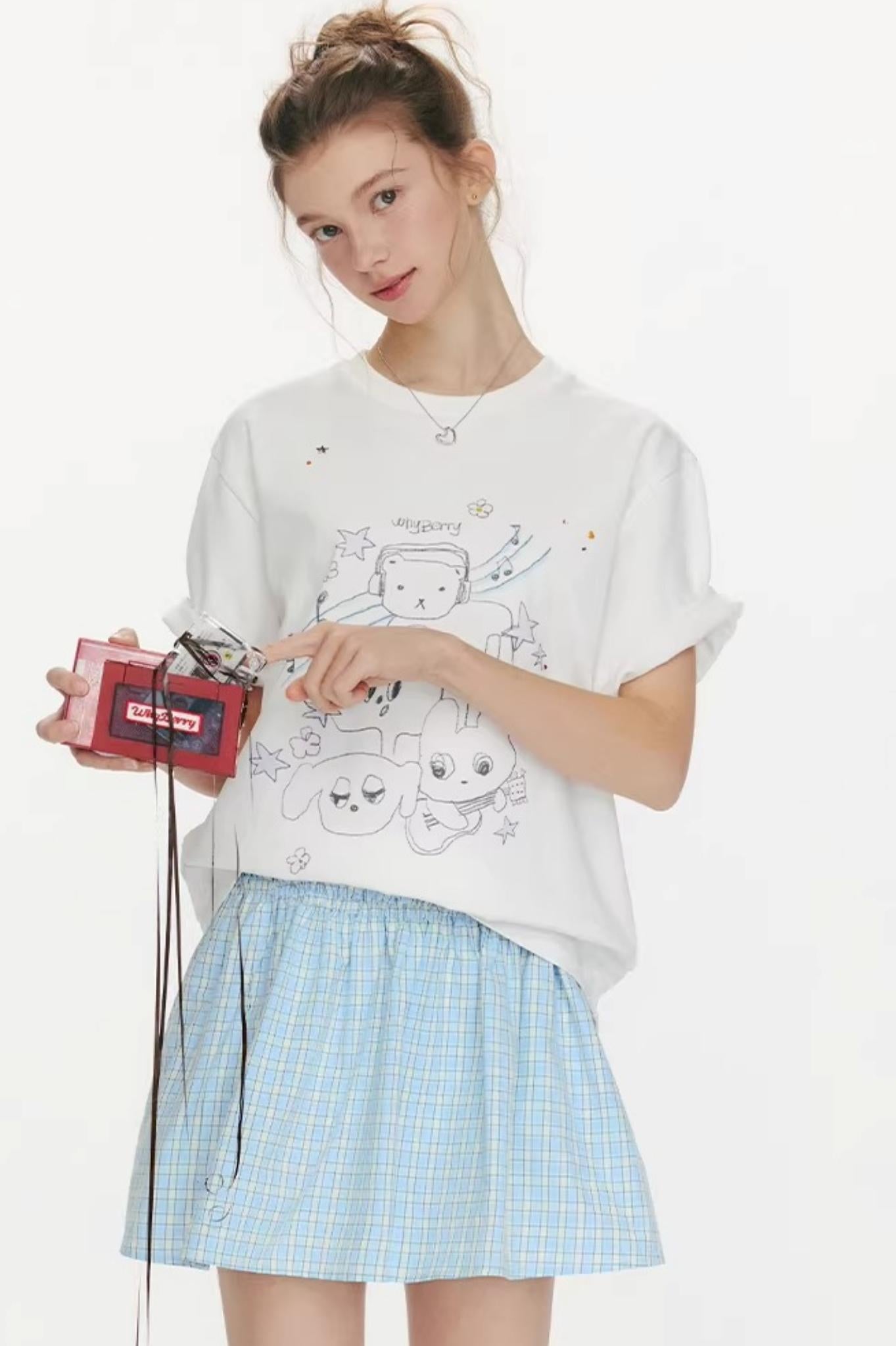 Strawberry Musician Printed T-Shirt