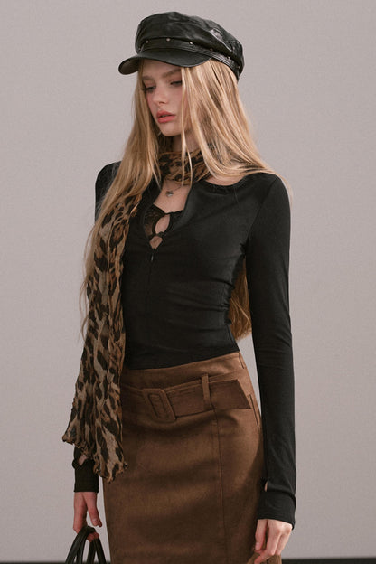 Lyocell Lace Zipper Top