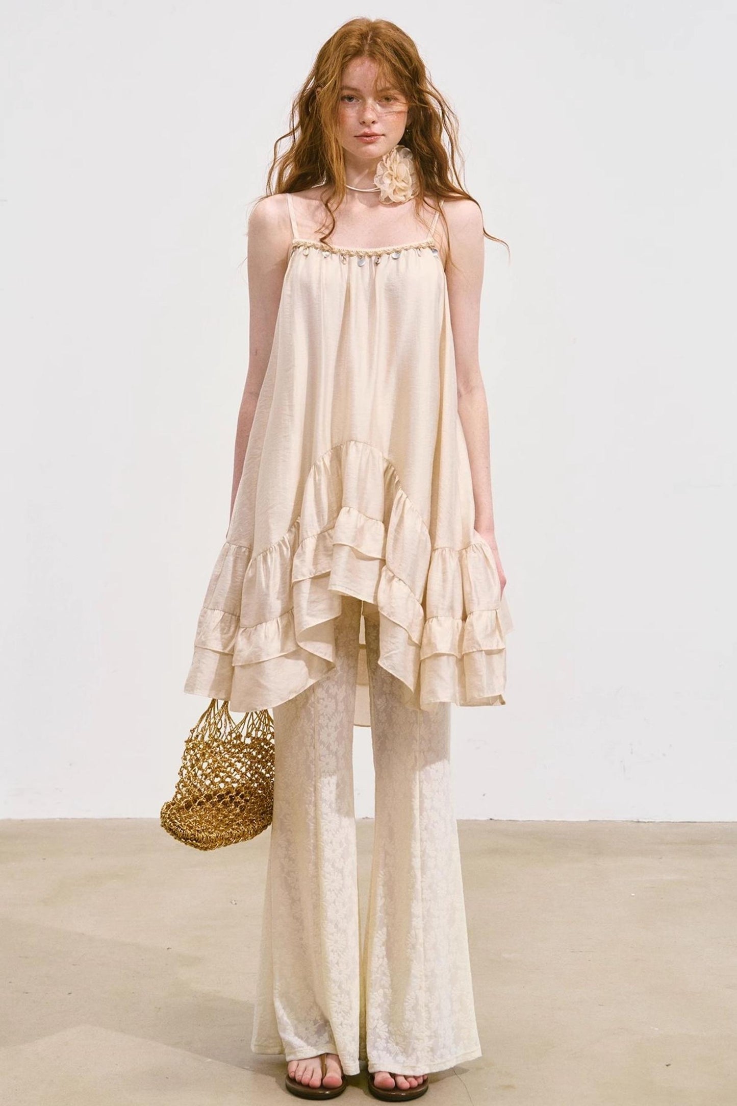 Summer Ruffle Lace And Pants Set-Up