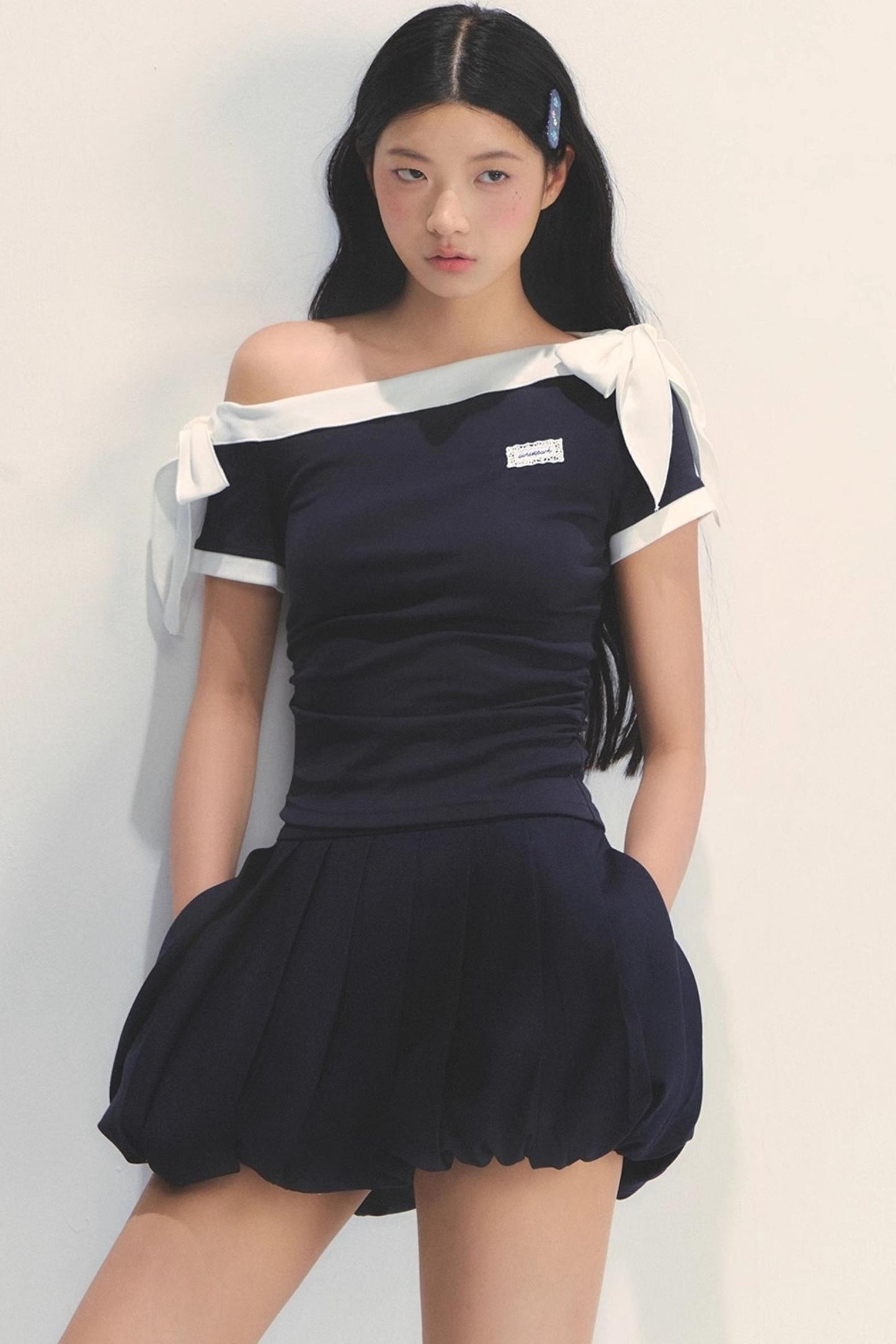 Pleated Navy Skirt