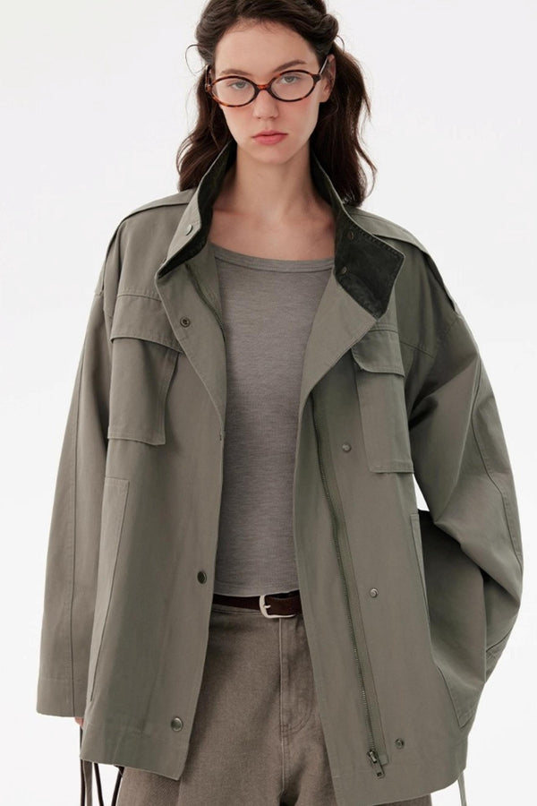 Texture Pocket Trench Coat