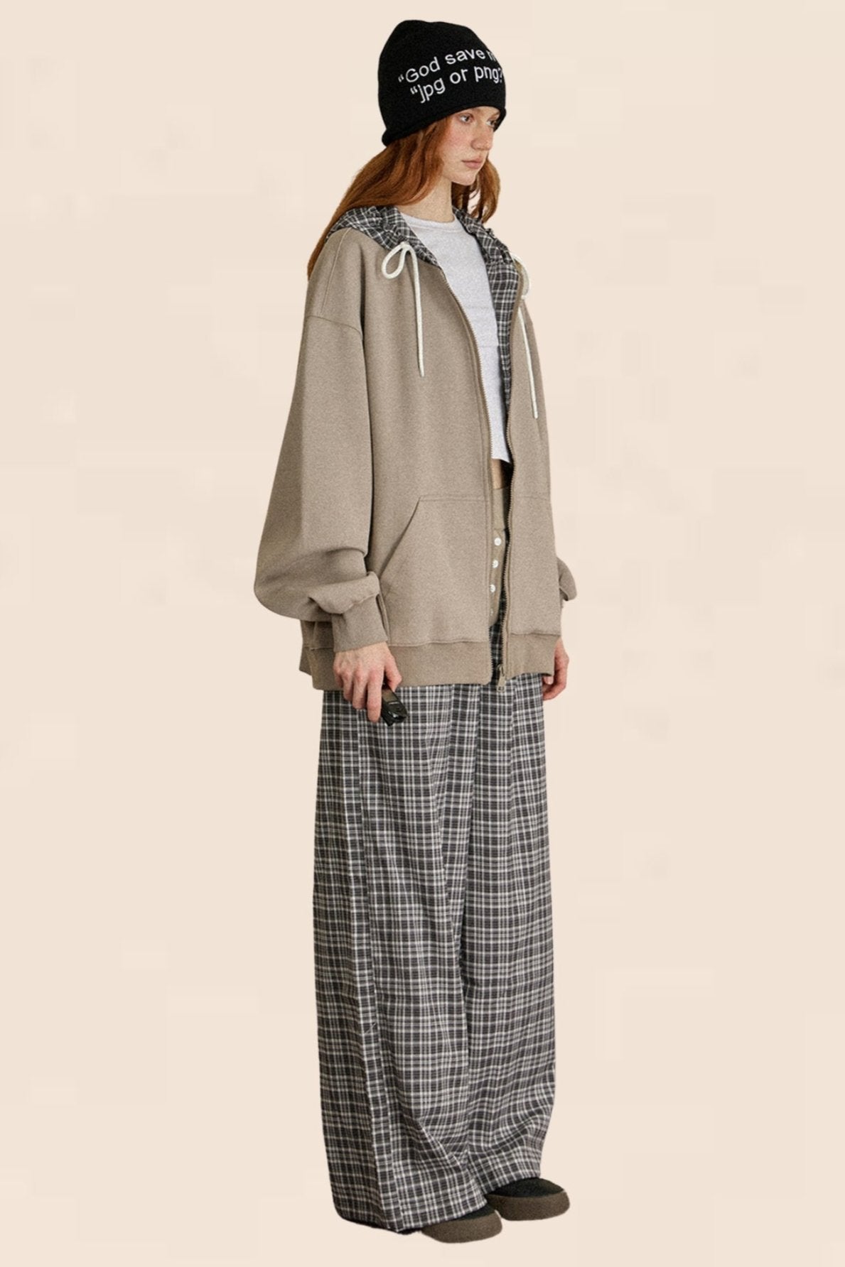 American Retro Plaid Patchwork Hooded Jacket