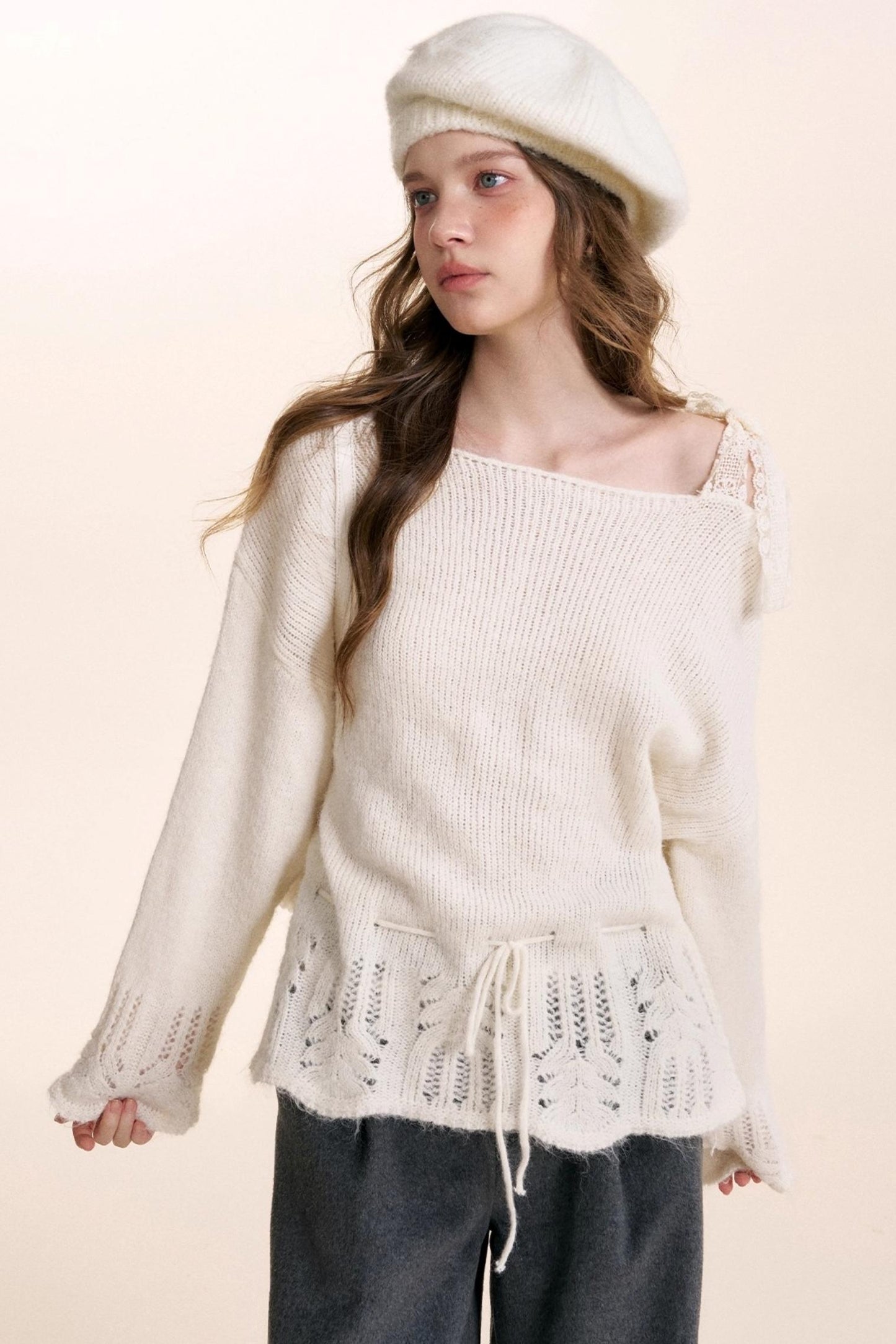 Romantic Lace Off-Shoulder Sweater