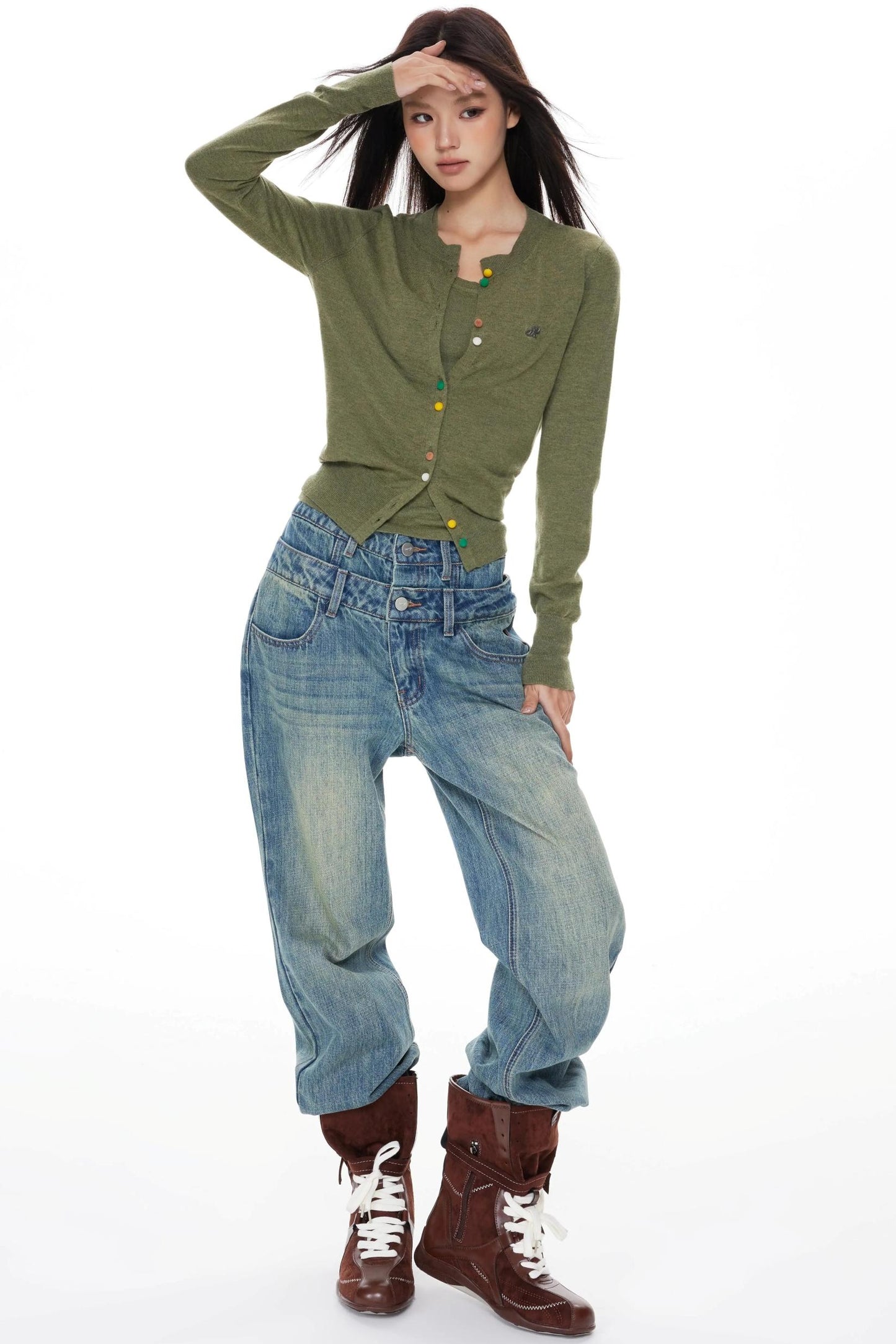 Colorful Knit Cardigan Set