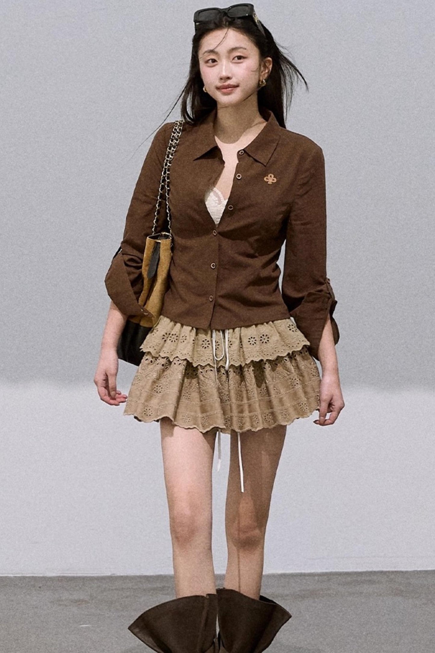 Lyocell Embroidered Puffy Cake Skirt