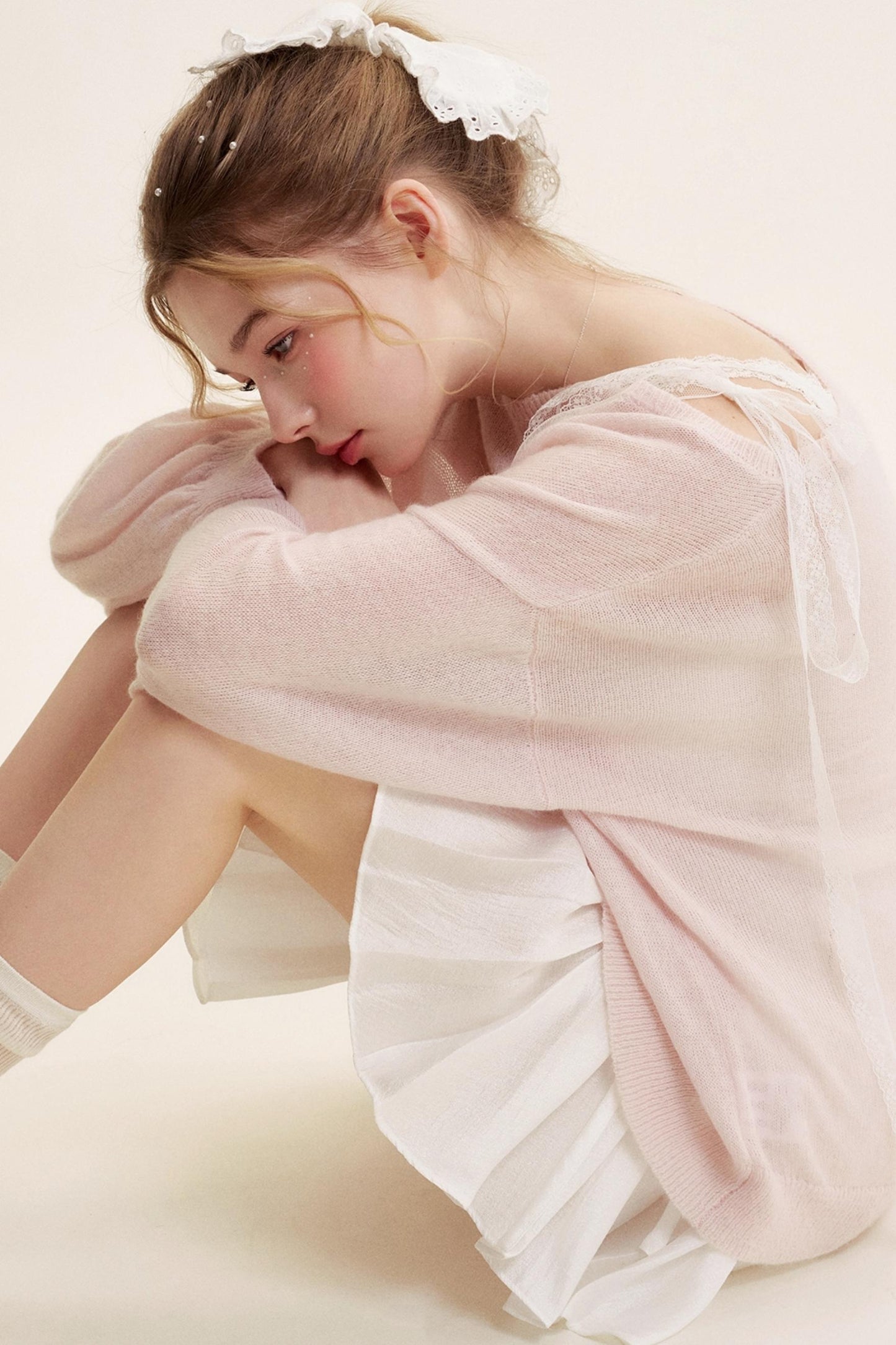 Slouchy Lace-Up Mohair Pullover Set