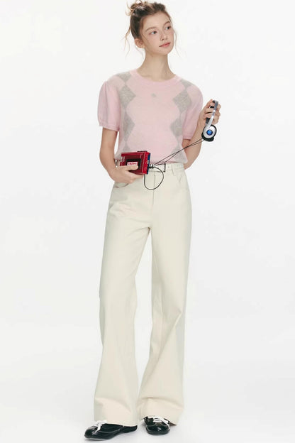 Gestepptes Strickoberteil mit Twilight-Blumenmuster