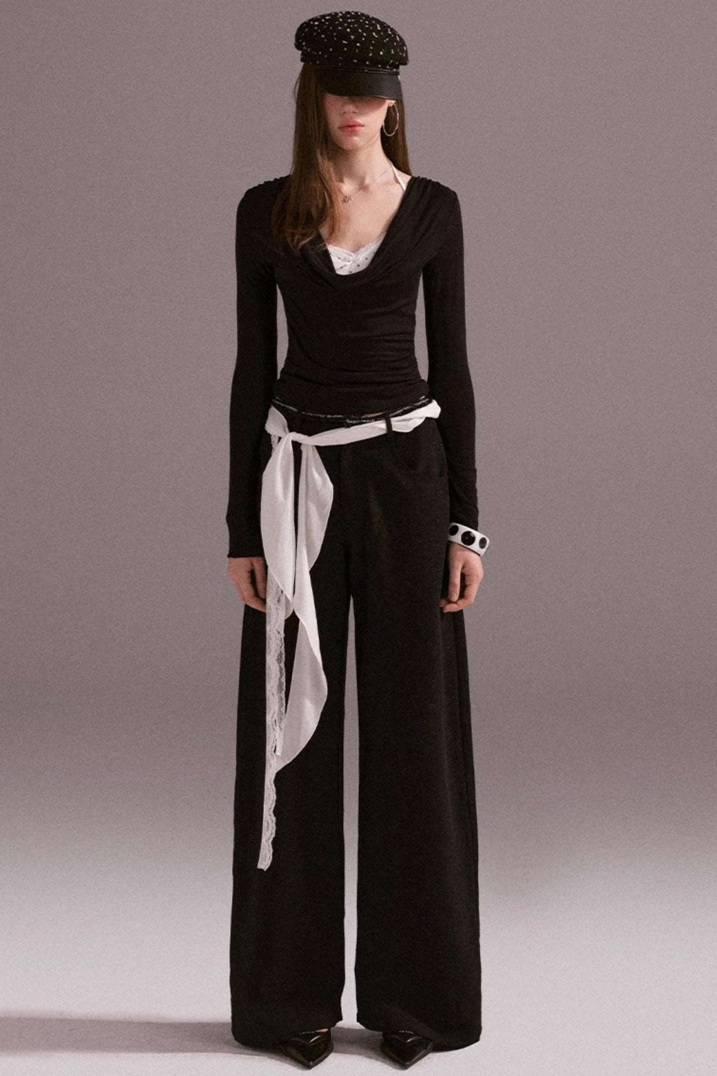 Hot Girl Contrast Knit Cardigan Suit Set-Up