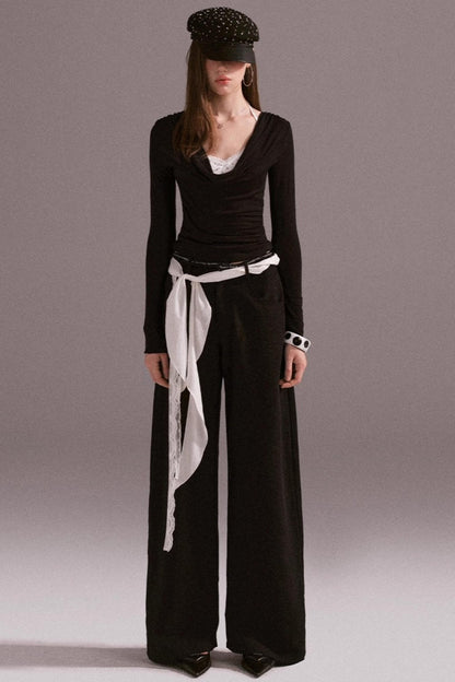 Hot Girl Contrast Knit Cardigan Suit Set-Up