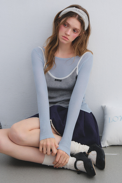 Farbblockiertes Strick-Camisole-Top