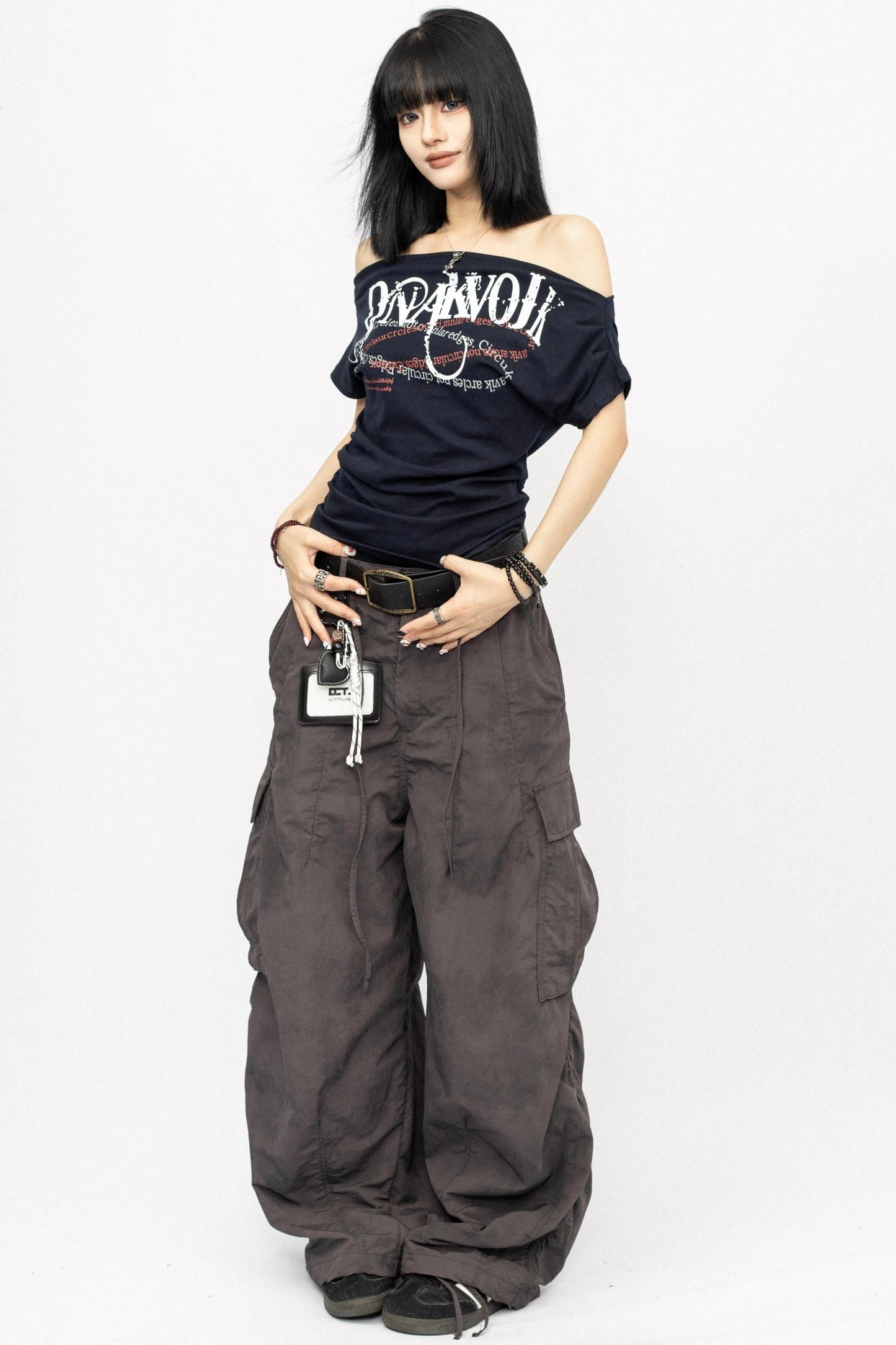 Summer Shoulder Letters T-Shirt