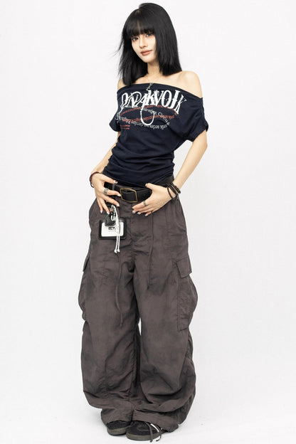 Summer Shoulder Letters T-Shirt