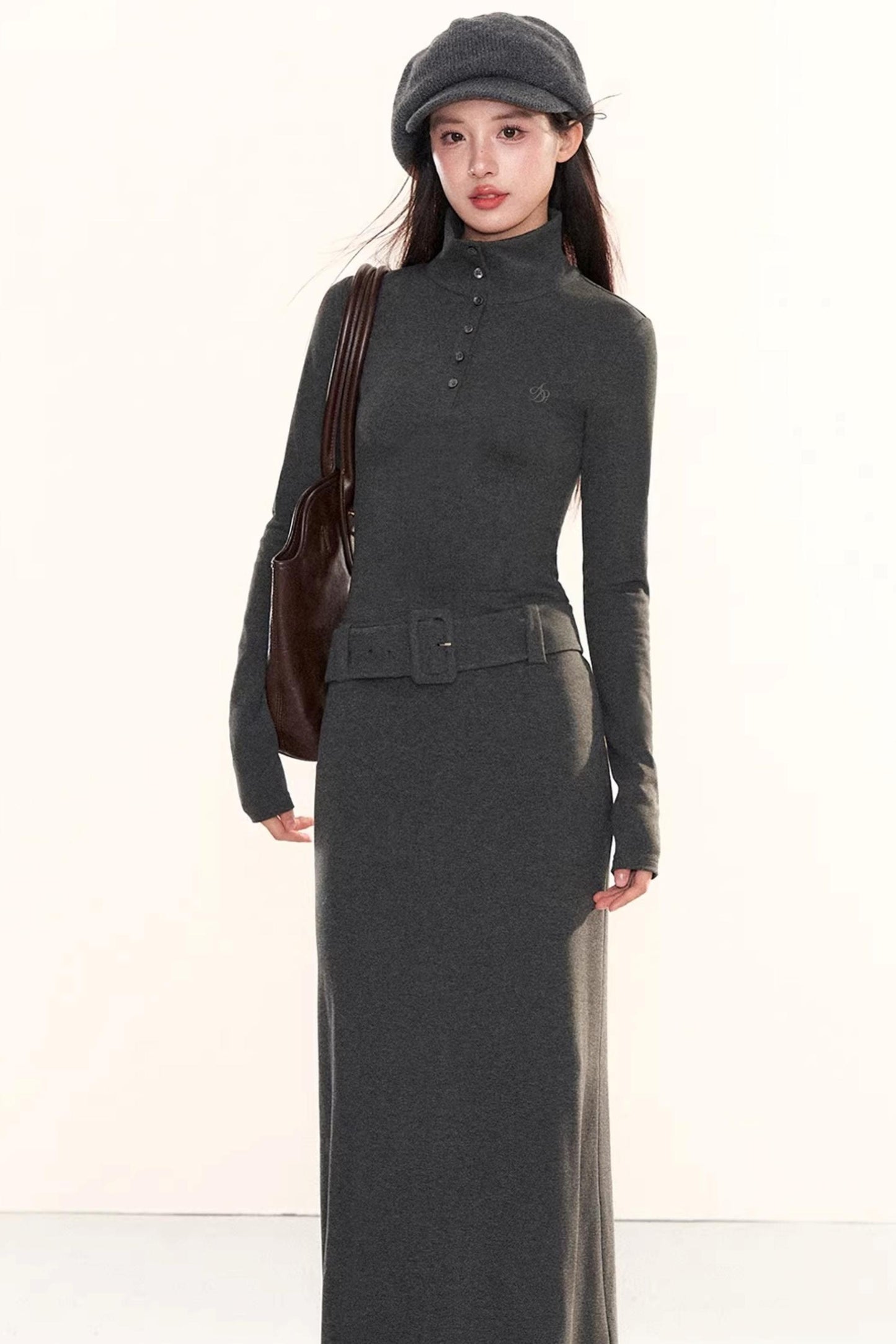 Henry Collar Bodycon Dress