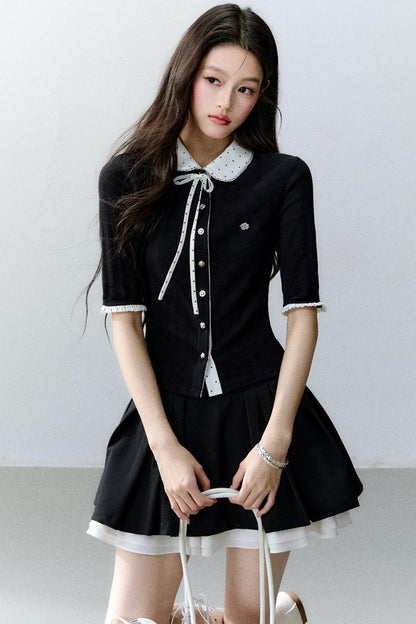 Brown Sugar Doll Collar Cardigan Top Set-Up