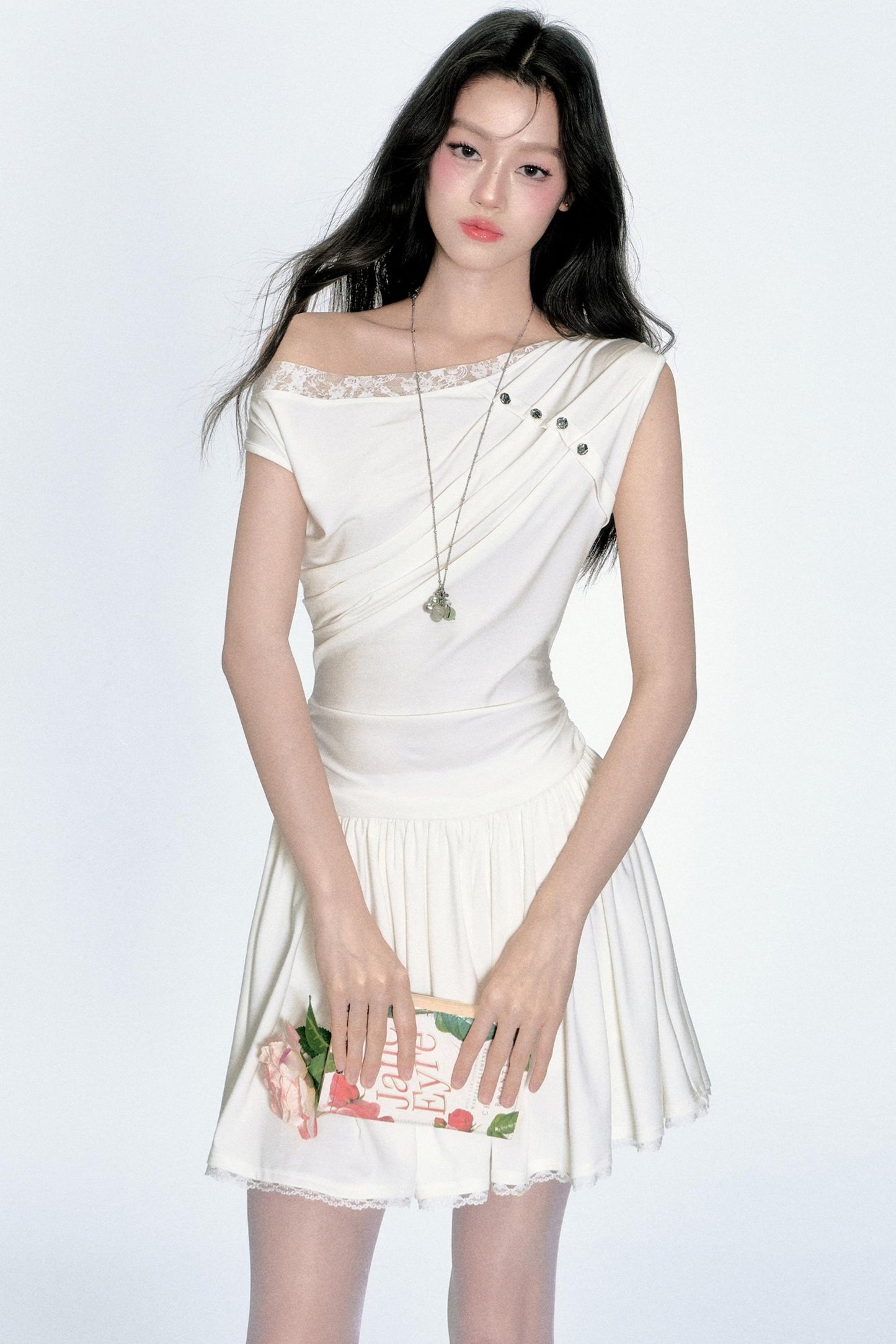 Lace Knit Asymmetric Dress