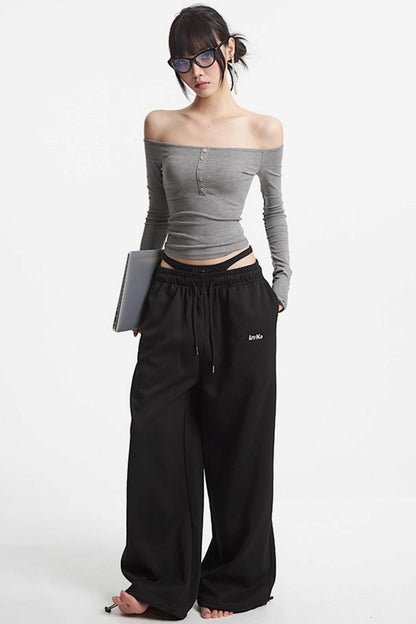 One-Shoulder Long Sleeve T-Shirt