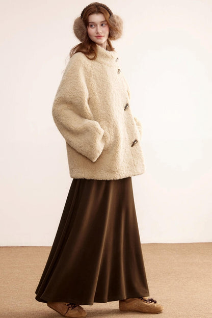 Stand-Up Collar Faux Shearling Coat
