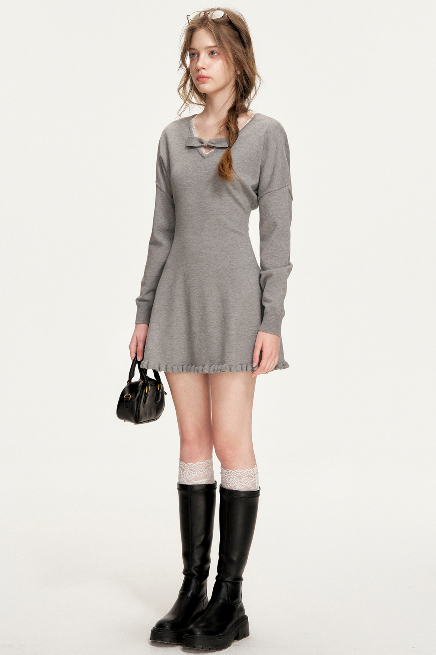 Romantic Bowknot Knitted Dress