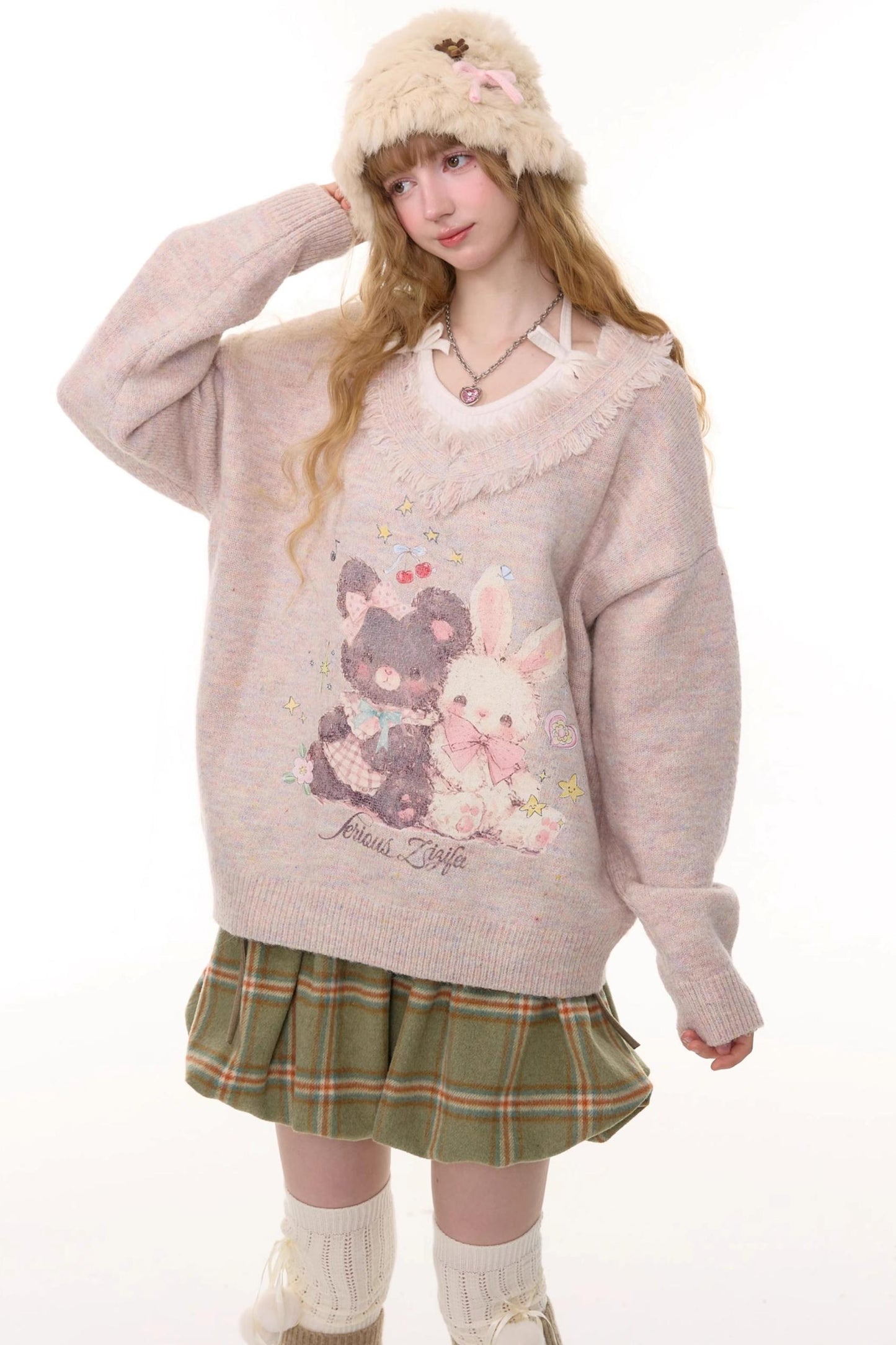 Autumn Apricot V-Neck Sweater