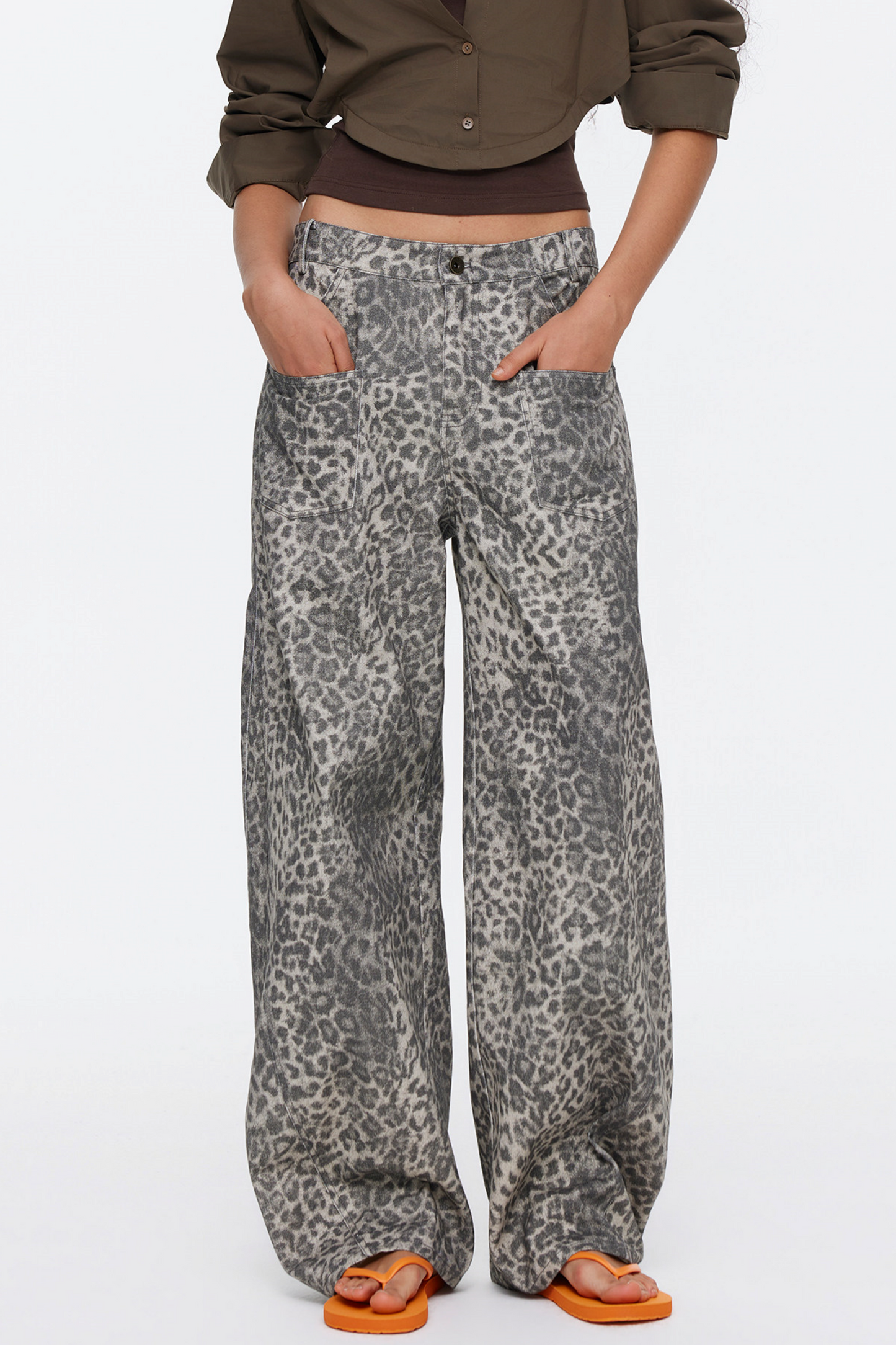 Retro Leopard Print Cotton Pants