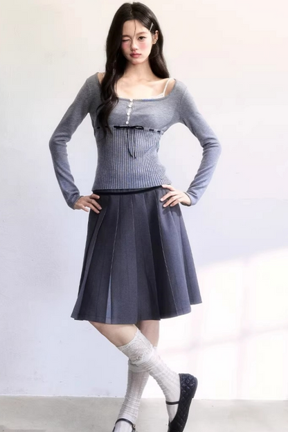 Retro Plaid Pleated Skirt