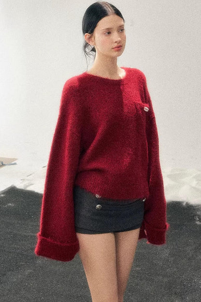Winter Mohair Red Sweater