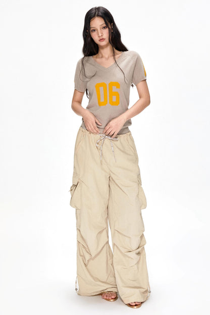 Color Block V-Neck Knit Tee