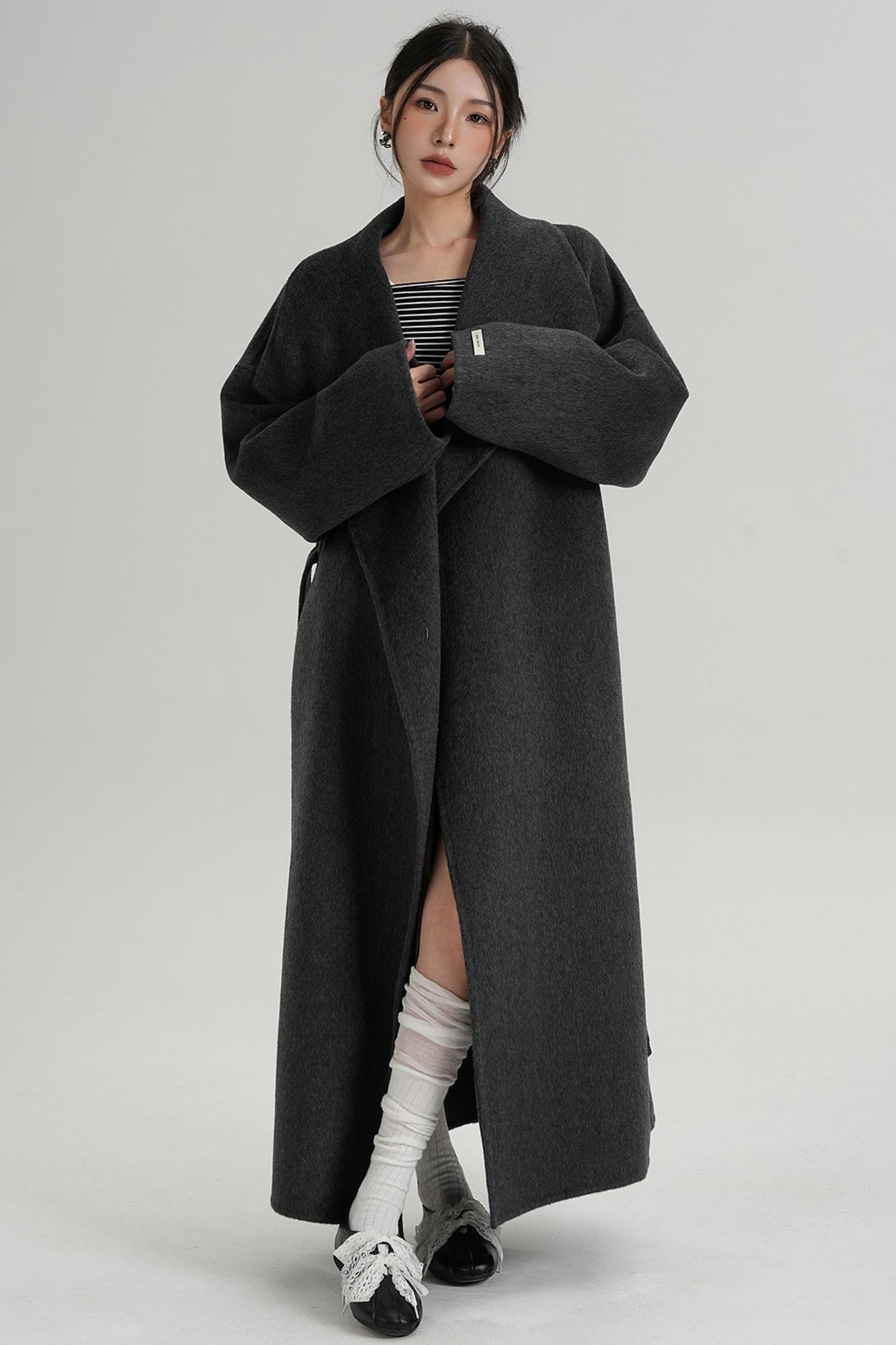 Large Lapel Long Wool Coat