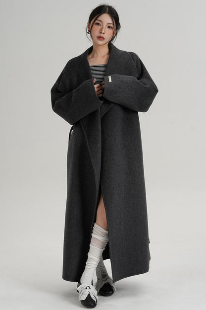 Large Lapel Long Wool Coat