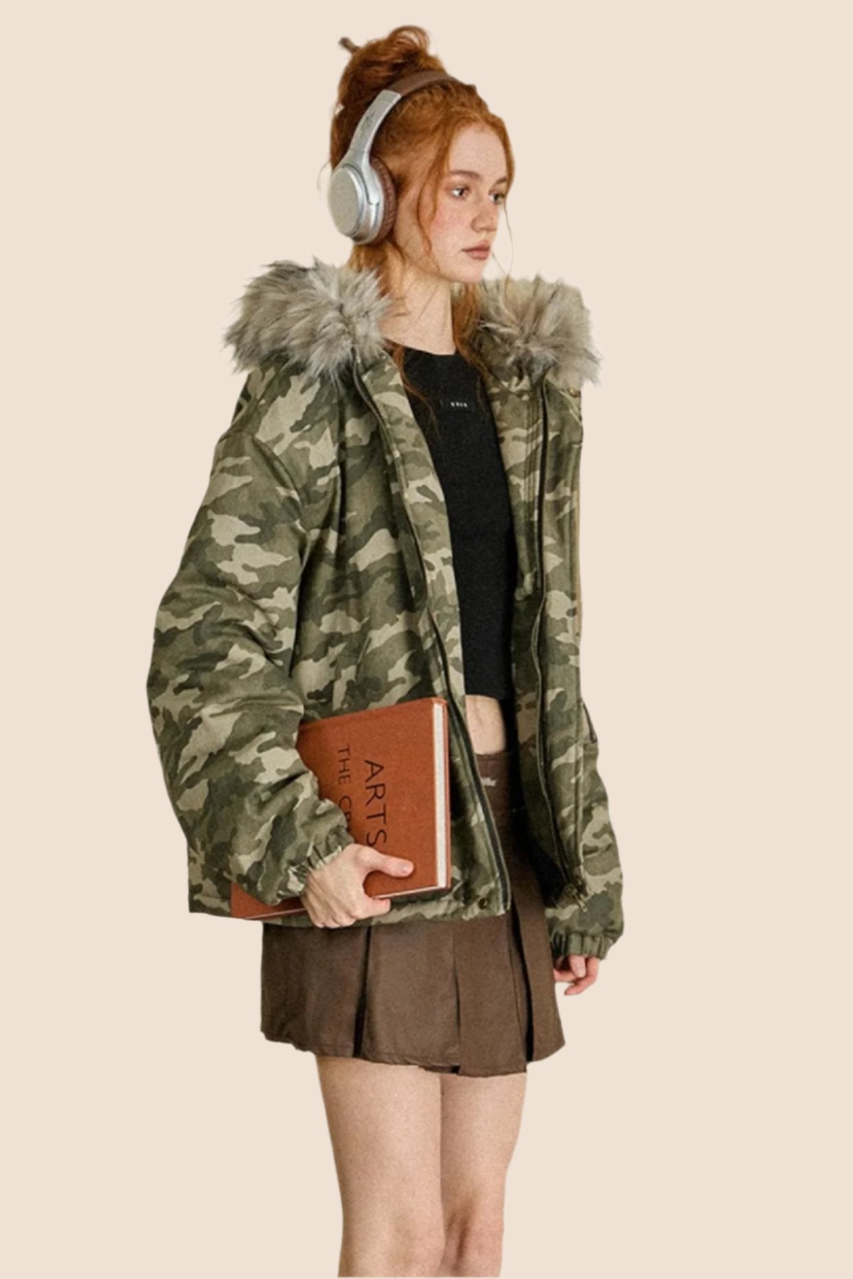 EZEK AMERIKANISCHEN RETRO-CAMOUFLAGE GROSSEN PELZKRAGEN MIT KAPUZE BAUMWOLLE JACKE BAUMWOLLE KLEIDUNG FRAUEN WINTER NEUE LOSE BAUMWOLLE JACKE JACKE FLUT