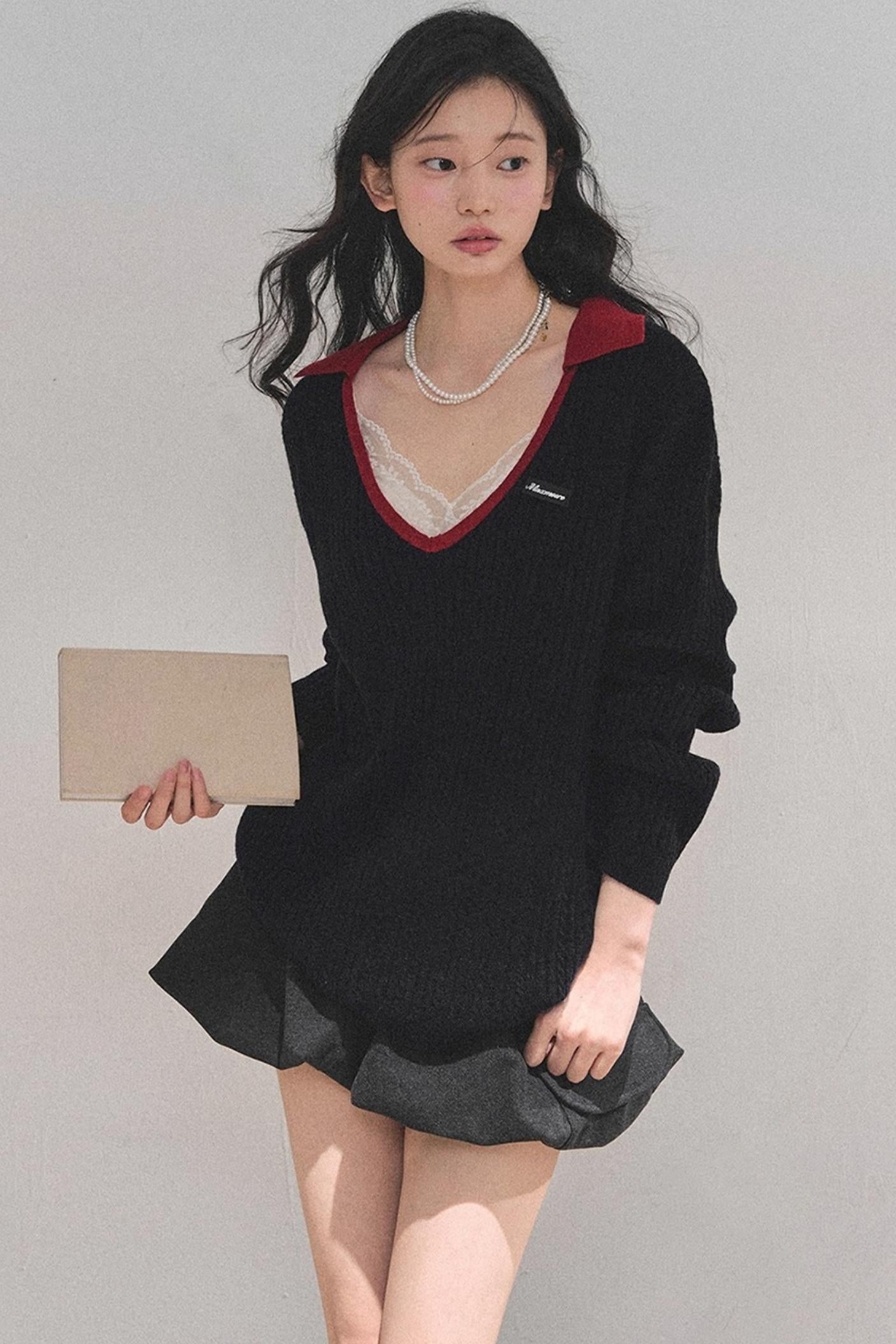 American College Wool V-Neck Sweater