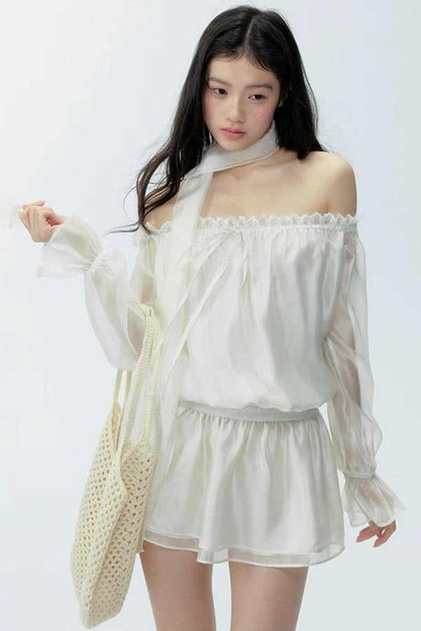 Gauze One-Shoulder Dress