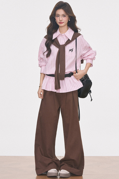 Waist-Cinching Shirt Dress Set-Up