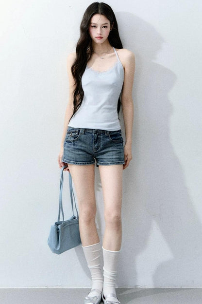 Retro-Jeansshorts mit geradem Bein