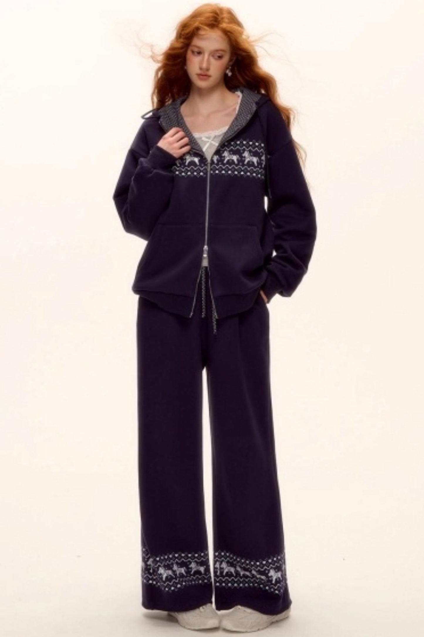 Fair Isle Quilted Jacket Pants Set-Up