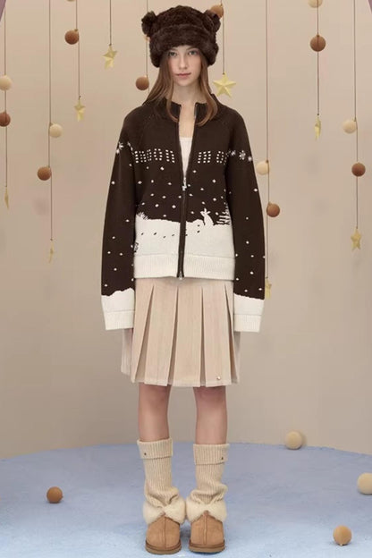 Reversible Suede Pleated Skirt