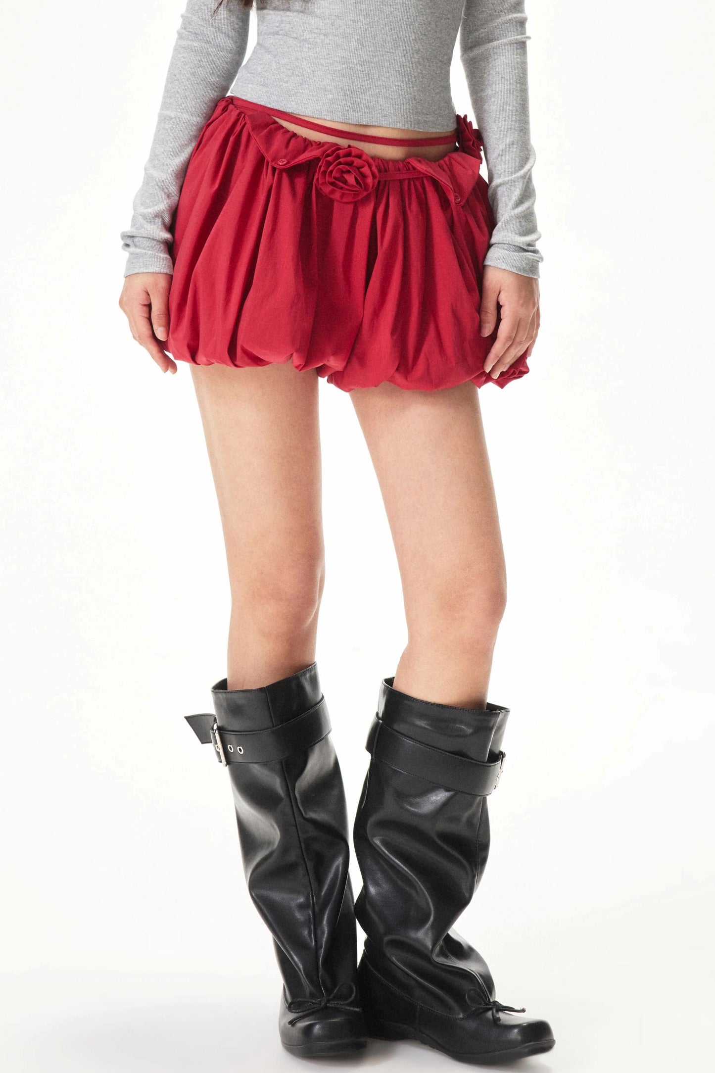 Red Puffy Flower Skirt