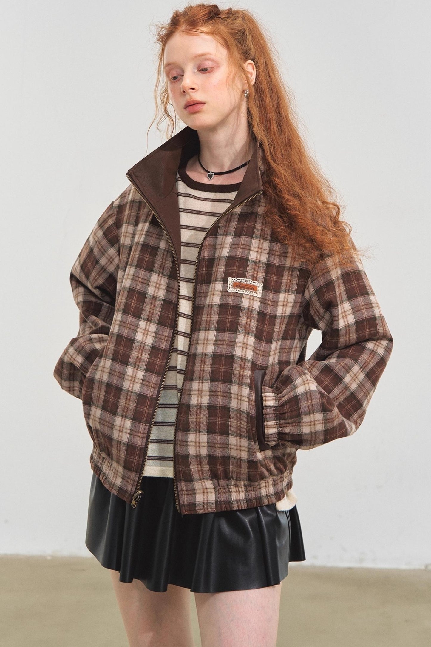 Vintage Reversible Stand-Up Collar Jacket