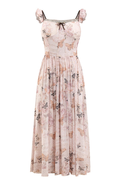 Vintage Butterfly-Print Holiday Dress