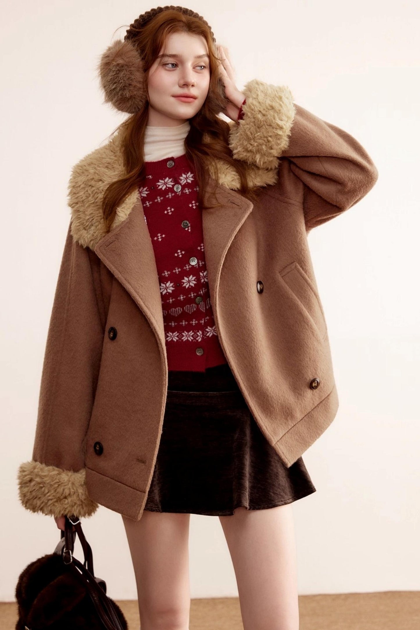 Fur Collar Woolen Coat