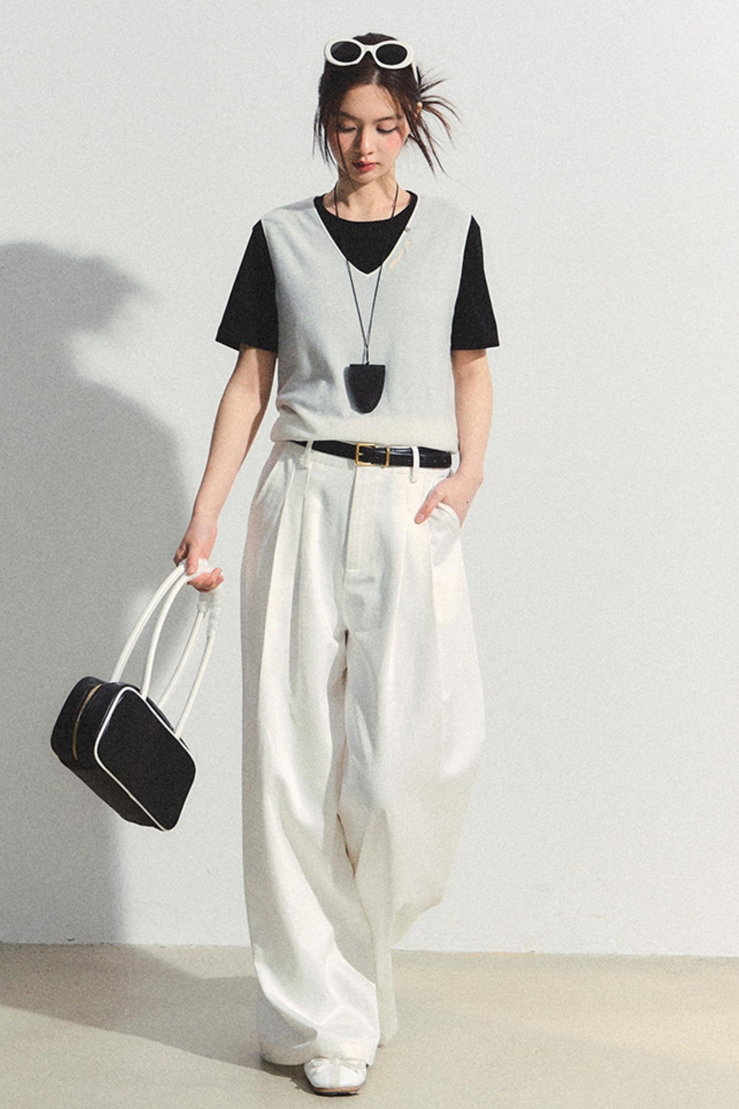 White Tencel Wide-Leg Trousers